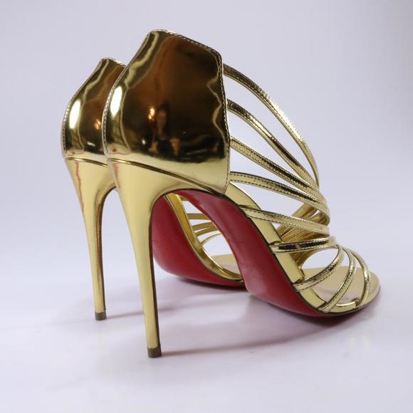 100mm Gold Norina Strappy Metallic Leather Sandals C692 - Picture 3 of 11